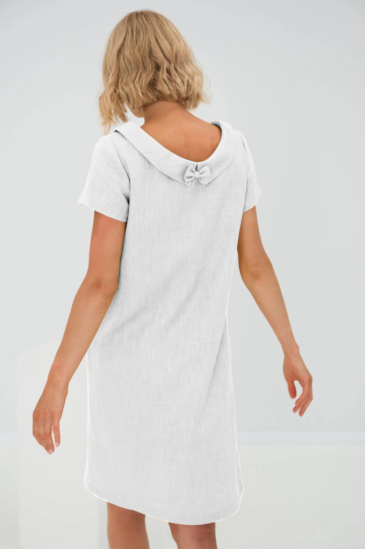STORY — Soft Linen Short-Sleeve Dress