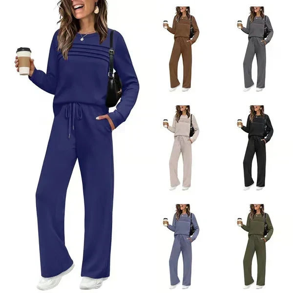 🔥LAST DAY 60% OFF✨Women's Crew Neck Top & Drawstring Pants Set