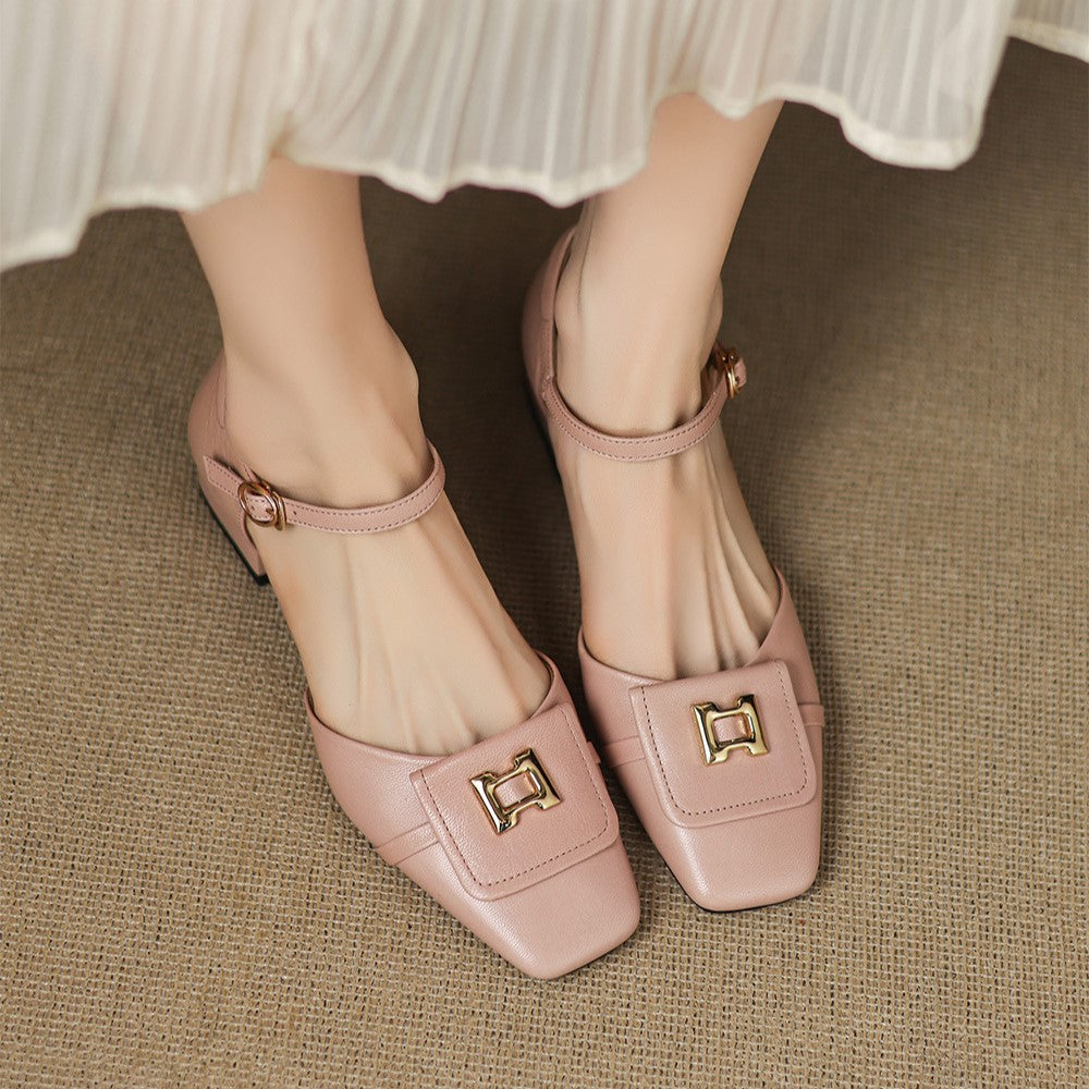 Aveline Buckle Leather Mary-Janes