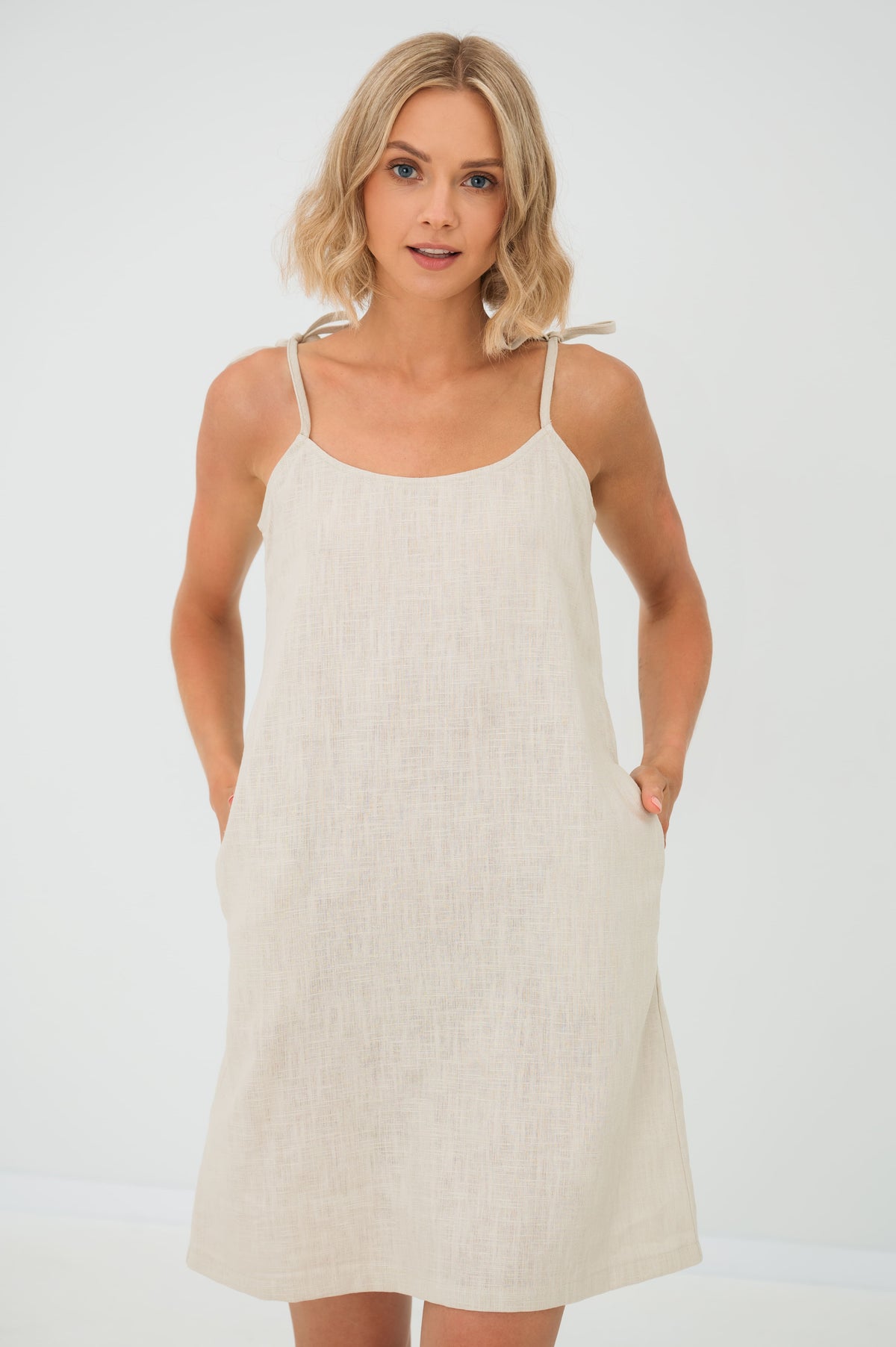 COAST — Sleeveless Linen Slip Dress With Pockets