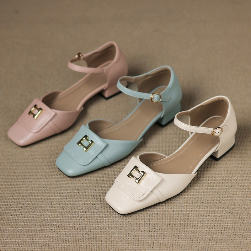 Aveline Buckle Leather Mary-Janes