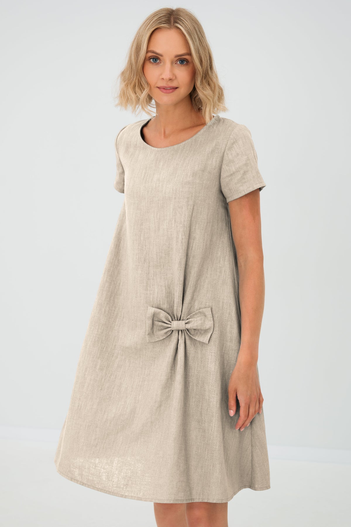 SUMMER KISS — Linen Swing Dress with a Bow