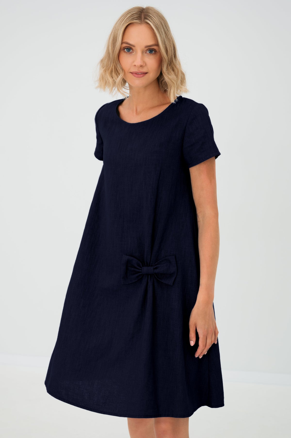 SUMMER KISS — Linen Swing Dress with a Bow