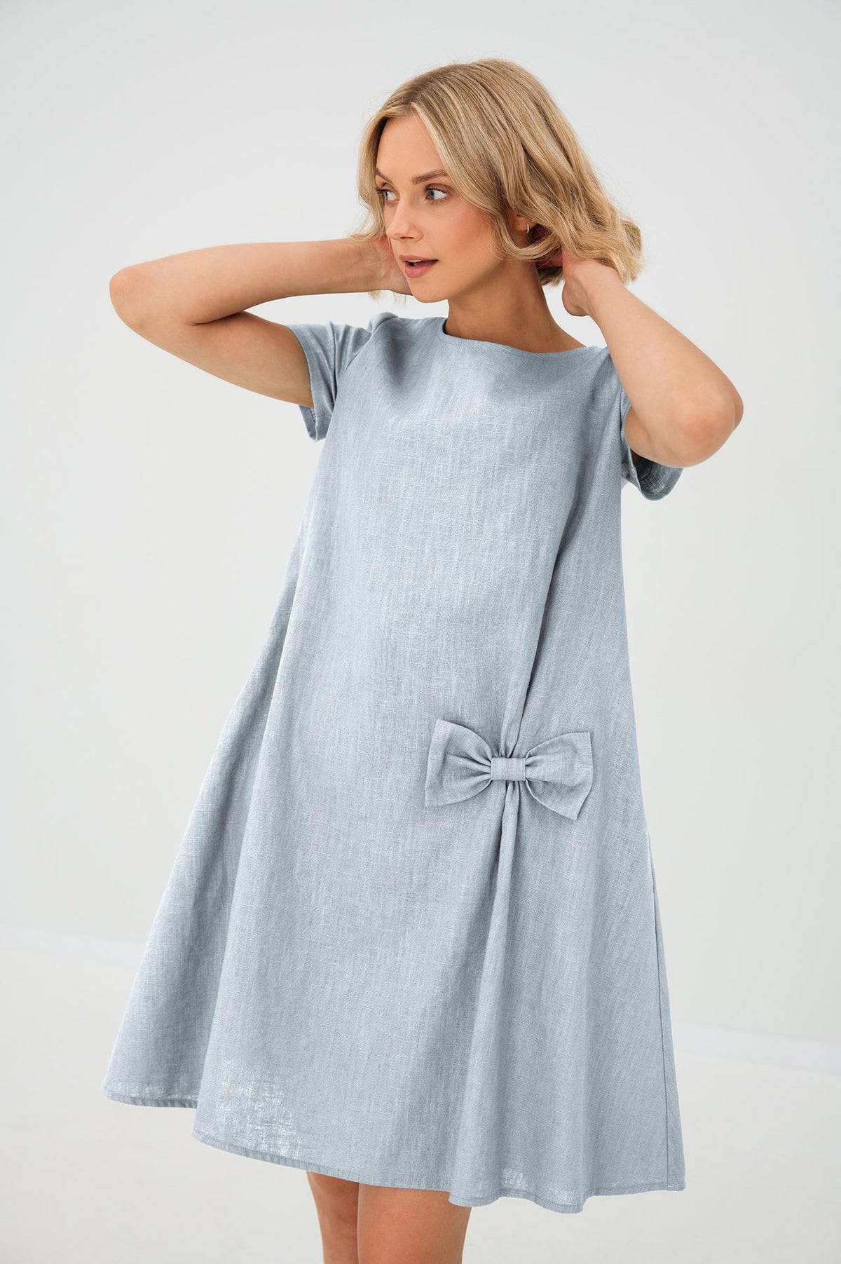 SUMMER KISS — Linen Swing Dress with a Bow
