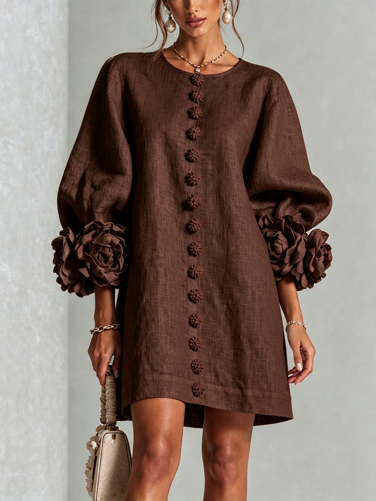 Mini Dress - Line Flower + FREE Bracelet