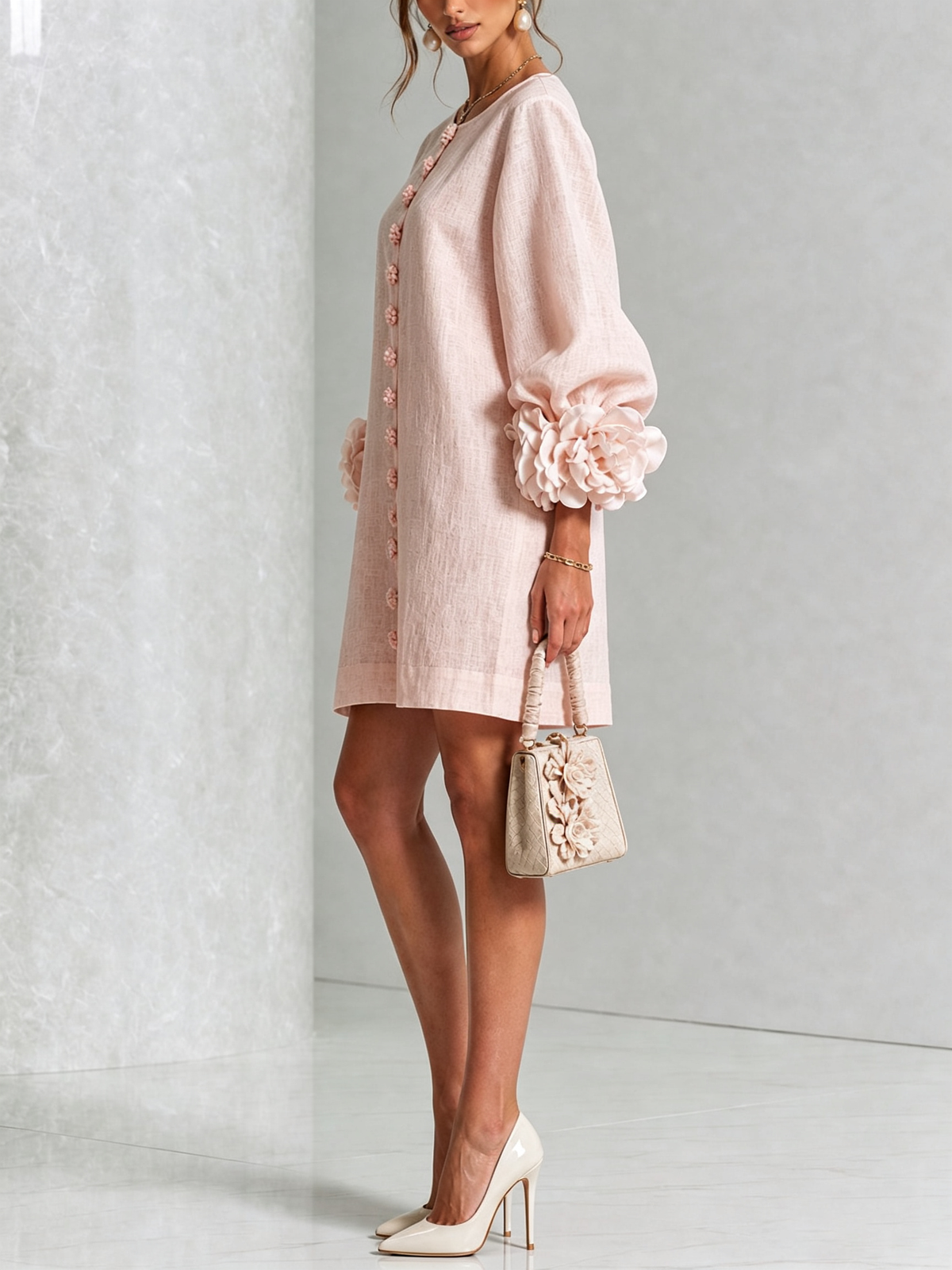 Mini Dress - Line Flower + FREE Bracelet
