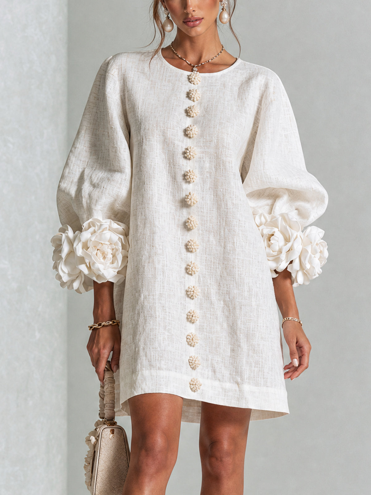 Mini Dress - Line Flower + FREE Bracelet