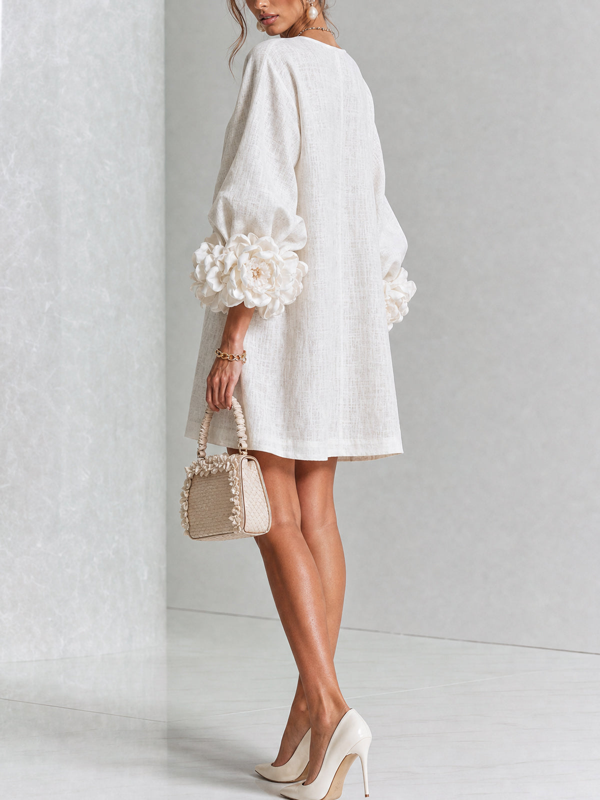 Mini Dress - Line Flower + FREE Bracelet