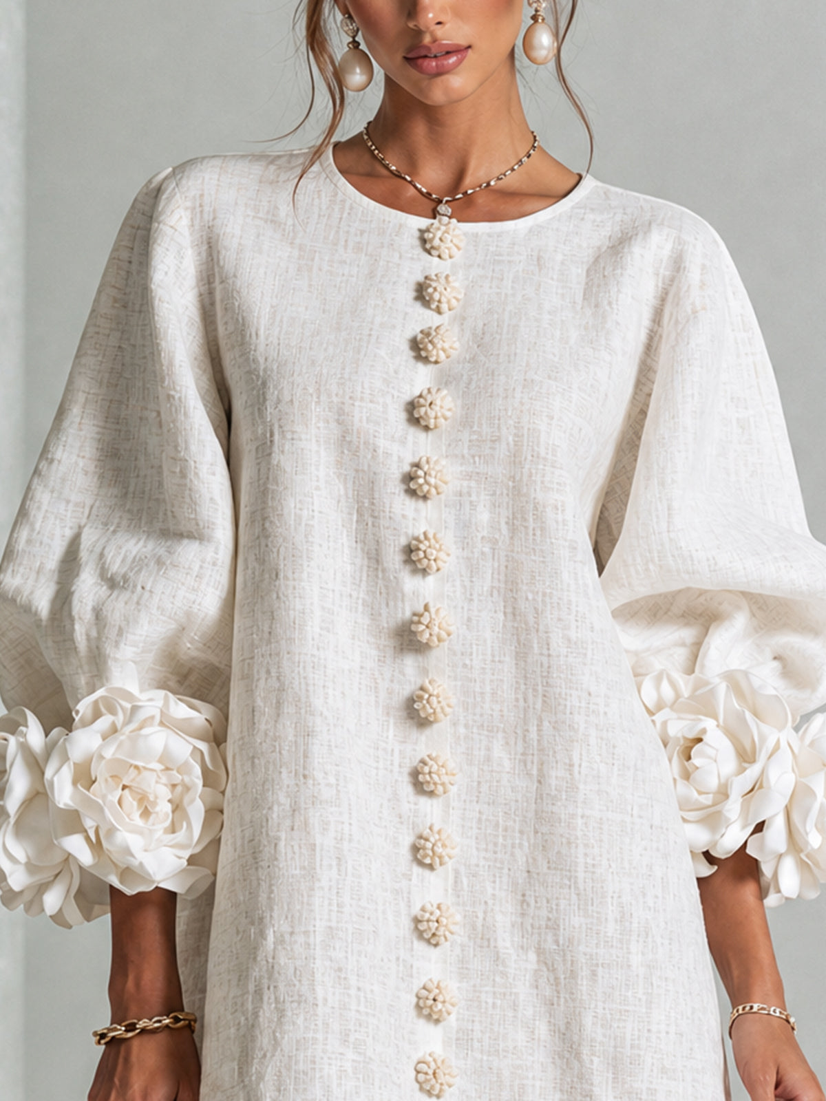 Mini Dress - Line Flower + FREE Bracelet
