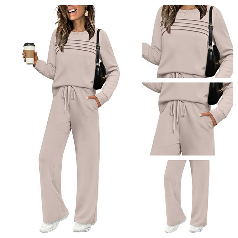 🔥LAST DAY 60% OFF✨Women's Crew Neck Top & Drawstring Pants Set