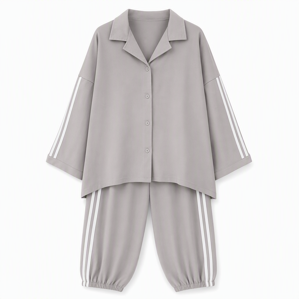 β° Last Day Sale 50% Off | Women's Oversized Shirt & Side-Stripe Jogger 2-Piece Set