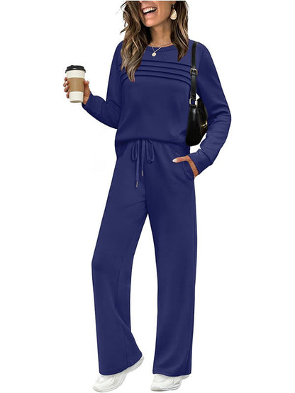 🔥LAST DAY 60% OFF✨Women's Crew Neck Top & Drawstring Pants Set