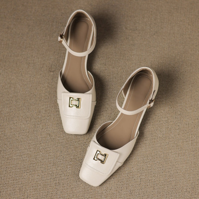 Aveline Buckle Leather Mary-Janes