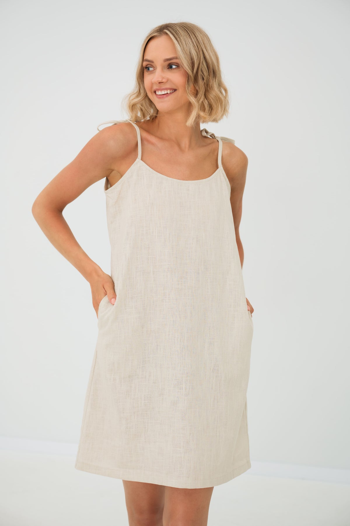 COAST — Sleeveless Linen Slip Dress With Pockets