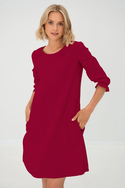 EMMA — Stonewashed Linen Dress With Pockets and Tie Belt