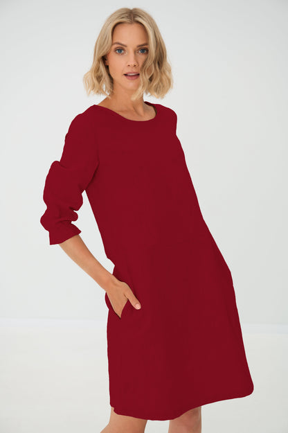 EMMA — Stonewashed Linen Dress With Pockets and Tie Belt