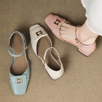 Aveline Buckle Leather Mary-Janes