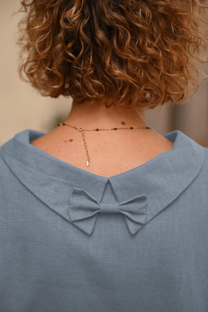 STORY — Soft Linen Short-Sleeve Dress