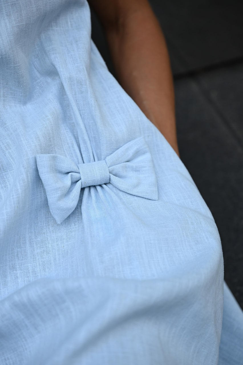 SUMMER KISS — Linen Swing Dress with a Bow