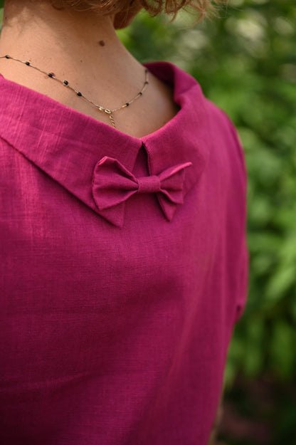 STORY — Soft Linen Short-Sleeve Dress