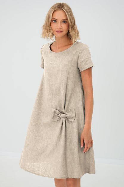 SUMMER KISS — Linen Swing Dress with a Bow