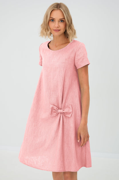 SUMMER KISS — Linen Swing Dress with a Bow