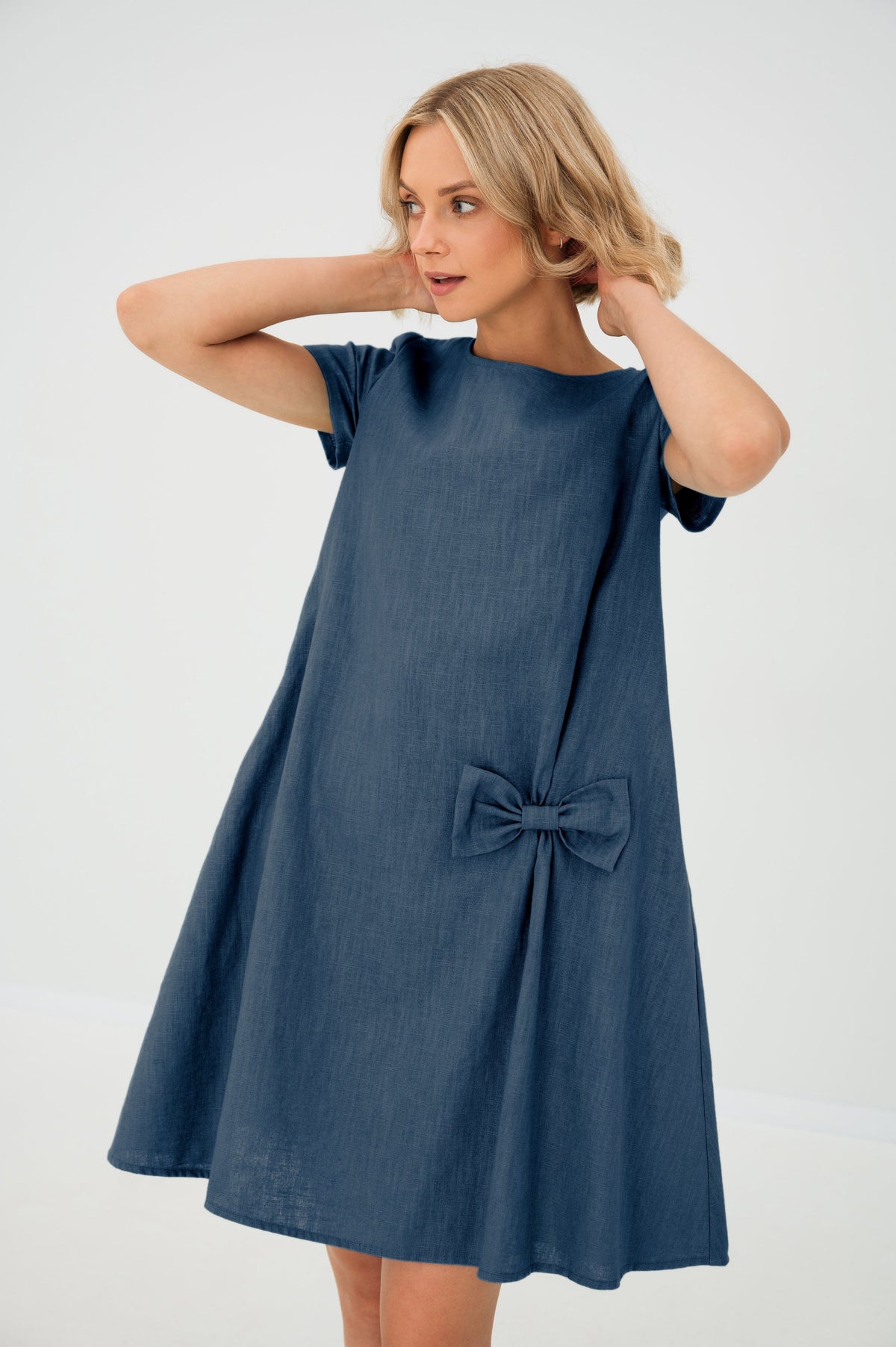 SUMMER KISS — Linen Swing Dress with a Bow