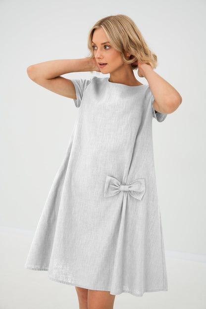 SUMMER KISS — Linen Swing Dress with a Bow