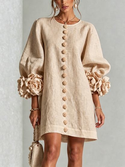 Mini Dress - Line Flower + FREE Bracelet