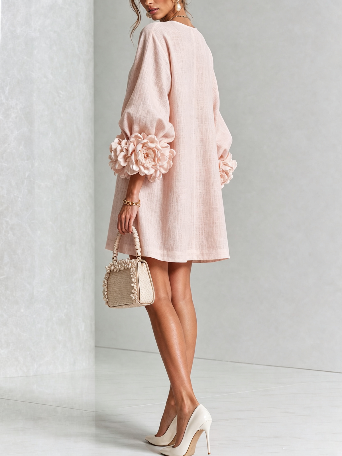 Mini Dress - Line Flower + FREE Bracelet
