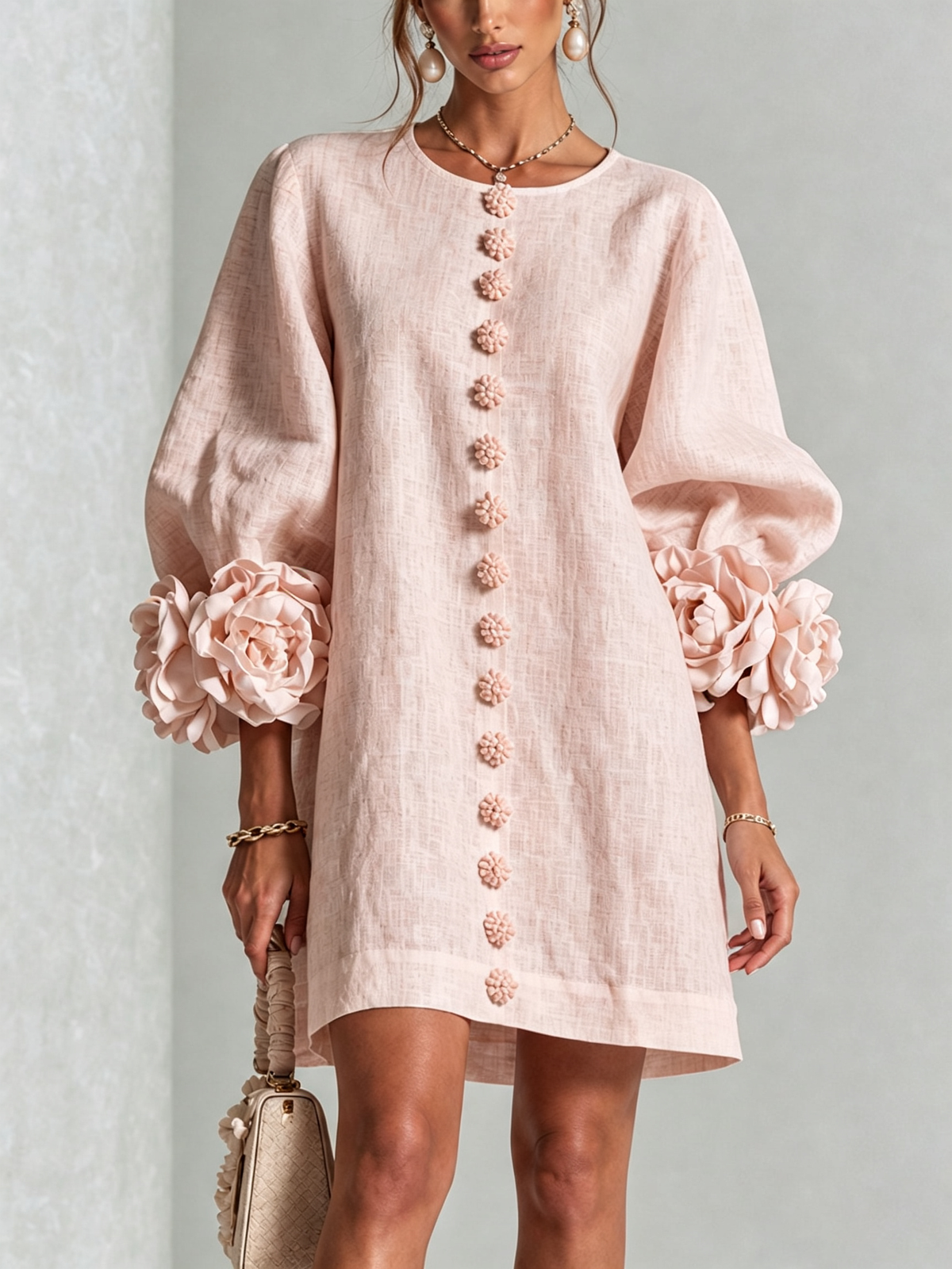 Mini Dress - Line Flower + FREE Bracelet