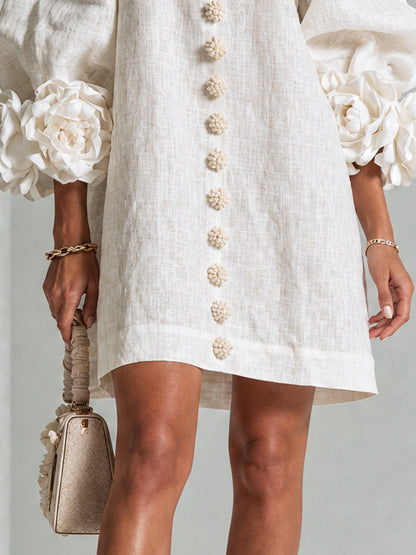 Mini Dress - Line Flower + FREE Bracelet