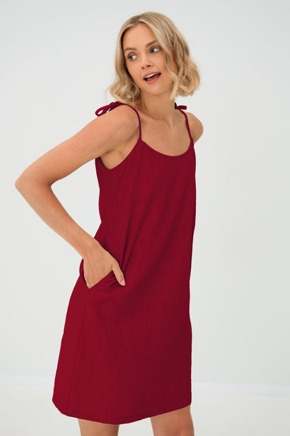 COAST — Sleeveless Linen Slip Dress With Pockets