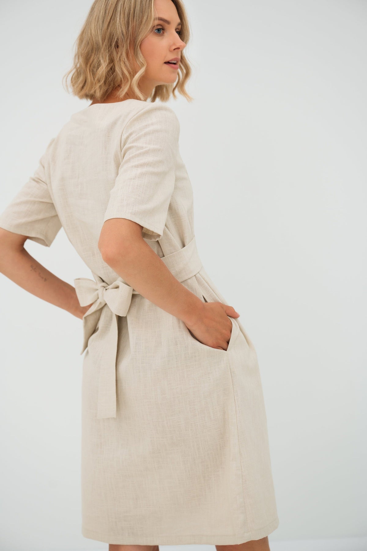 LOLITA — Stonewashed Linen Dress, Deep Blue