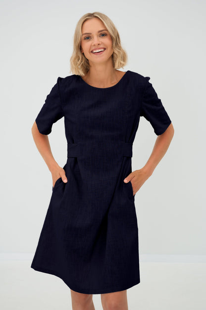 LOLITA — Stonewashed Linen Dress, Deep Blue