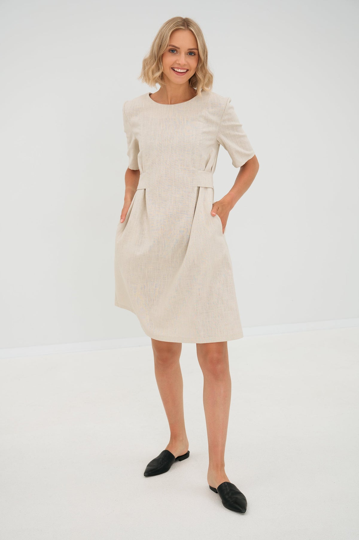 LOLITA — Stonewashed Linen Dress, Deep Blue