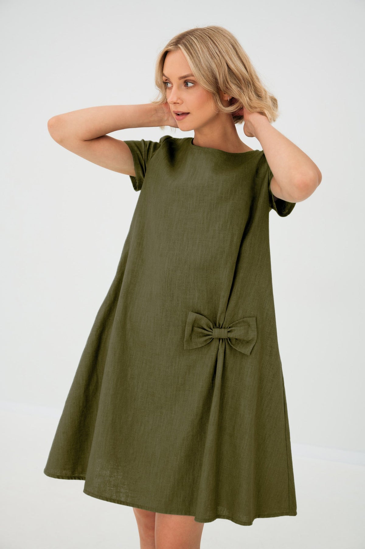 SUMMER KISS — Linen Swing Dress with a Bow