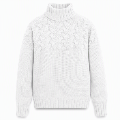 🧶 Cozy Cable-Knit Style | Turtleneck Pullover Sweater