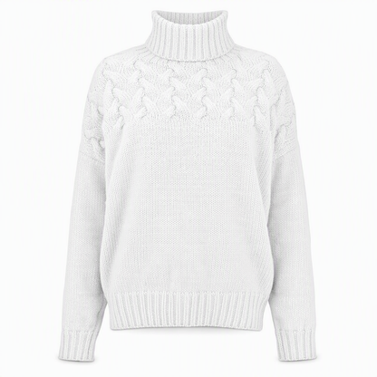 🧶 Cozy Cable-Knit Style | Turtleneck Pullover Sweater