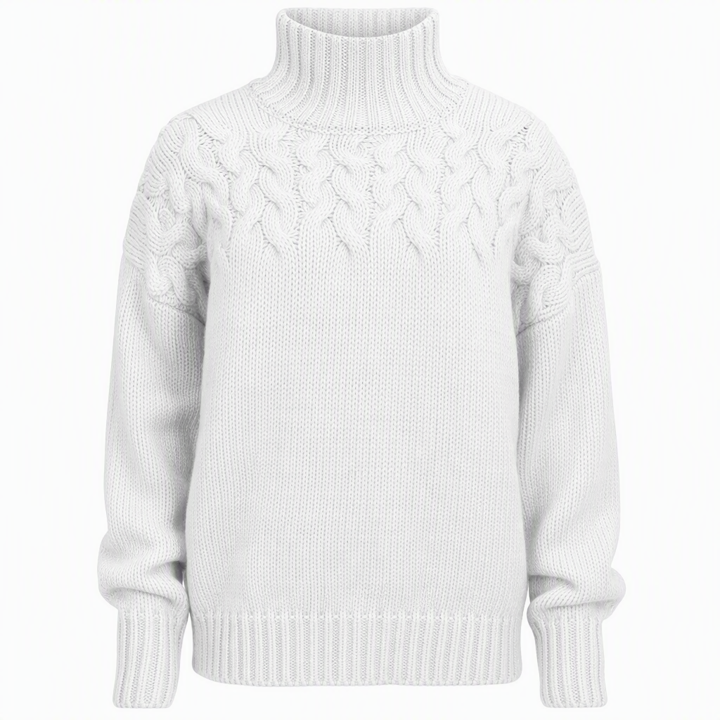 🧶 Cozy Cable-Knit Style | Turtleneck Pullover Sweater