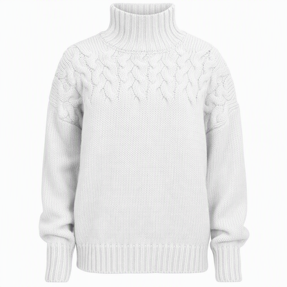 🧶 Cozy Cable-Knit Style | Turtleneck Pullover Sweater