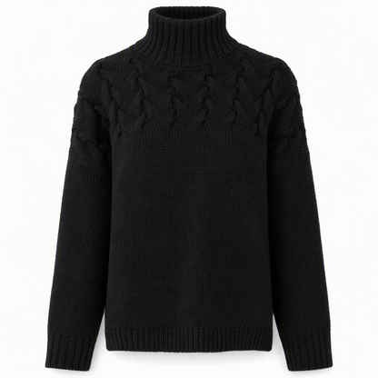 🧶 Cozy Cable-Knit Style | Turtleneck Pullover Sweater