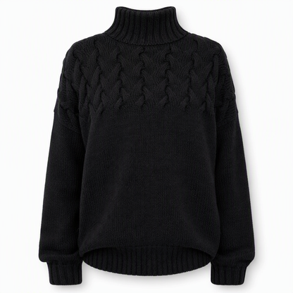🧶 Cozy Cable-Knit Style | Turtleneck Pullover Sweater