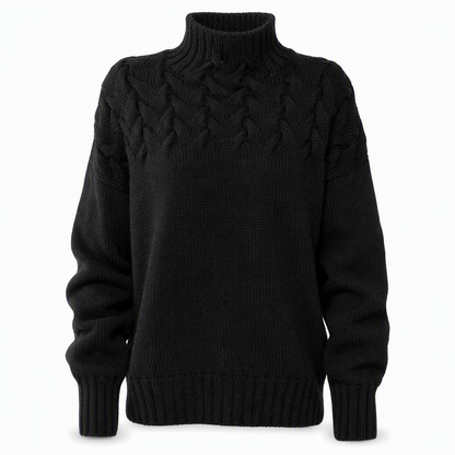 🧶 Cozy Cable-Knit Style | Turtleneck Pullover Sweater
