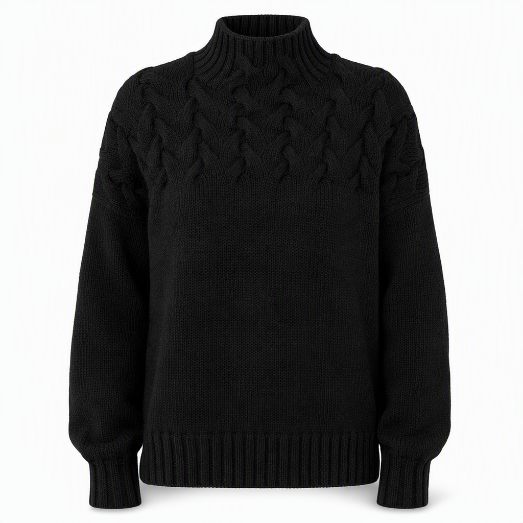 🧶 Cozy Cable-Knit Style | Turtleneck Pullover Sweater