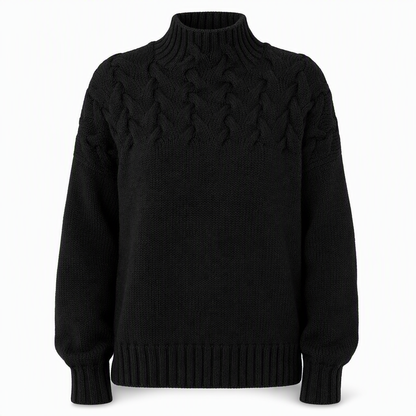 🧶 Cozy Cable-Knit Style | Turtleneck Pullover Sweater