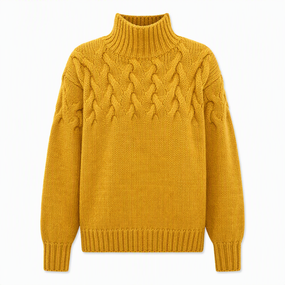 🧶 Cozy Cable-Knit Style | Turtleneck Pullover Sweater