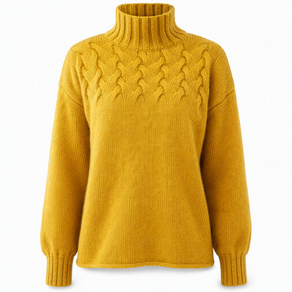 🧶 Cozy Cable-Knit Style | Turtleneck Pullover Sweater