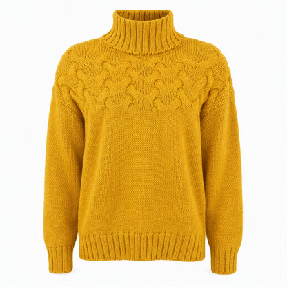 🧶 Cozy Cable-Knit Style | Turtleneck Pullover Sweater