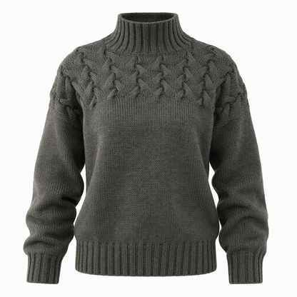 🧶 Cozy Cable-Knit Style | Turtleneck Pullover Sweater